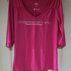 Fitted Pink 3/4 Sleeve Jersey Top